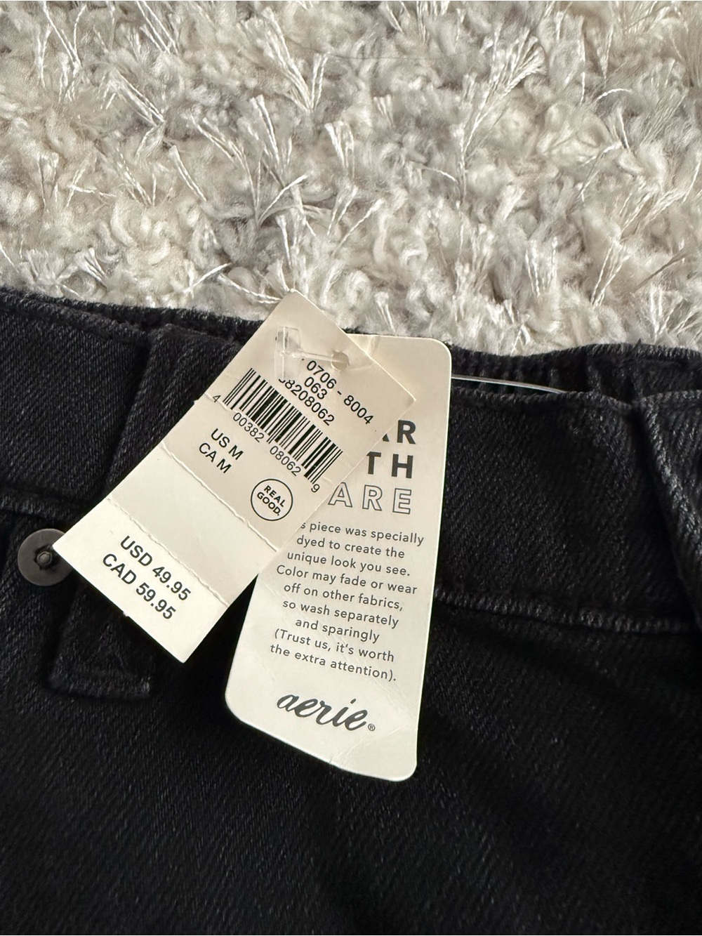 aerie Black Distressed High-Rise Denim Shorts - Picture 2 of 4